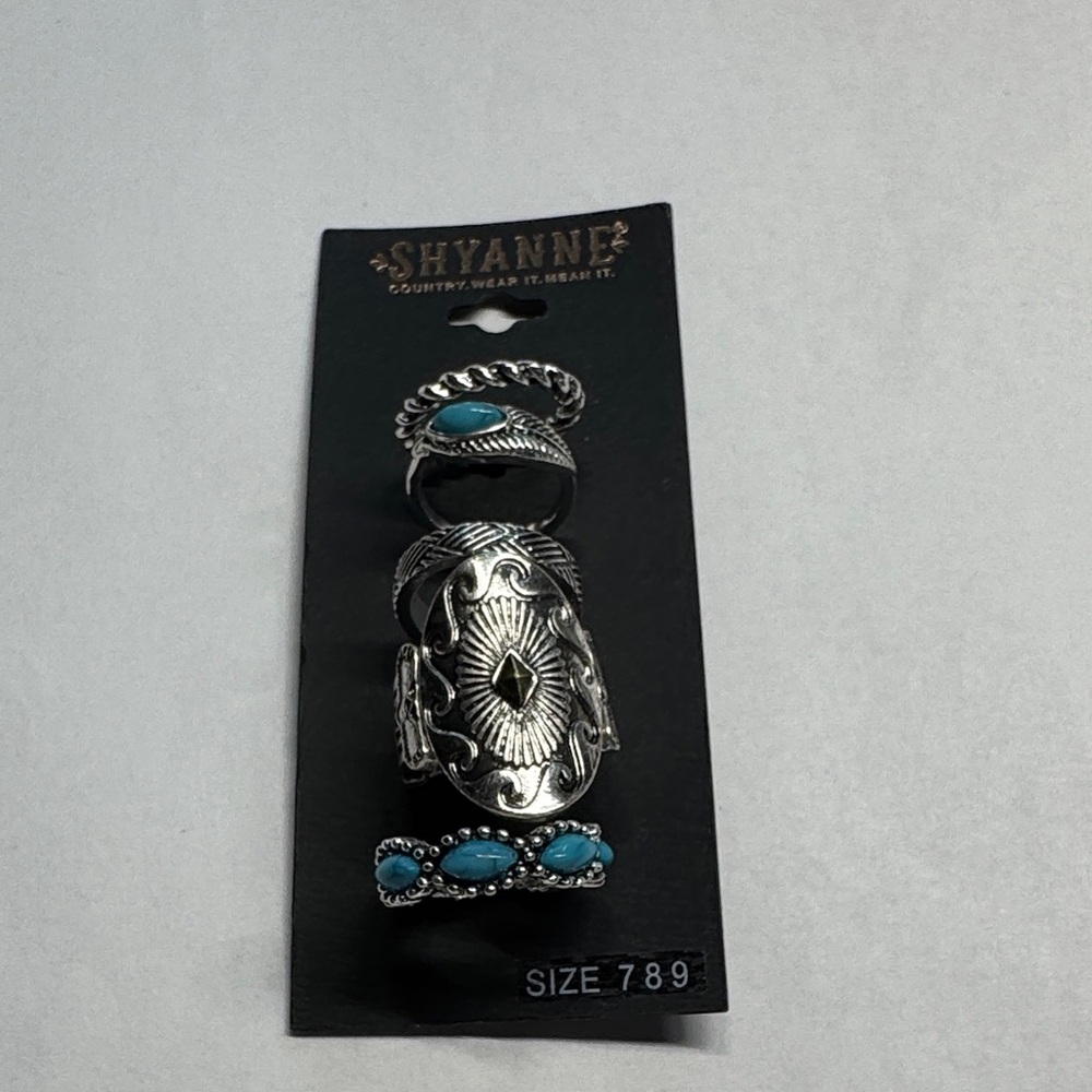 Shyanne Silver and Blue Ring Set